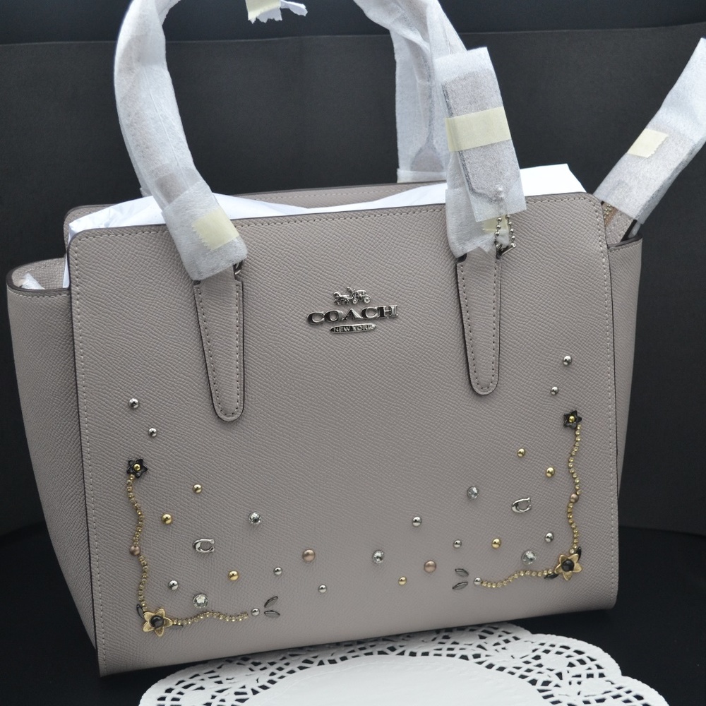 COACH LEAH SATCHEL WITH STARDUST CRYSTAL RIVETS - Picture 3 of 9